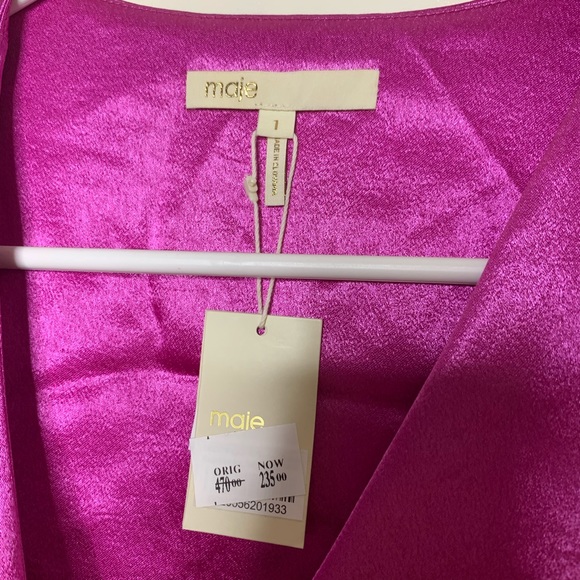 SOLD NWT Maje Wrap Dress Small 1 Ripple Fushia - Picture 2 of 9